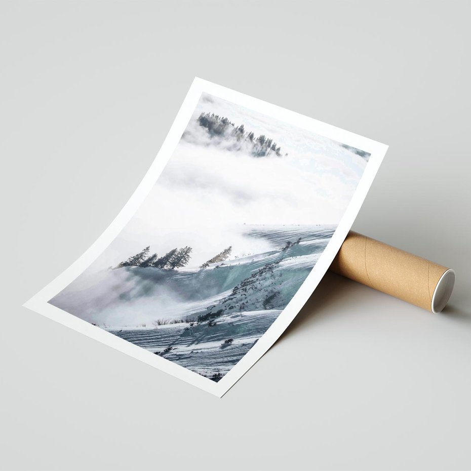 Plakat bez ramy 50x70 - Czystość Natury - ośnieżone szczyty górskie, pejzaż