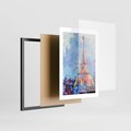 Plakat w ramie 30x40 - Paryska Wieża - olejny abstrakcyjny obraz, wieża eiffla - rama czarna
