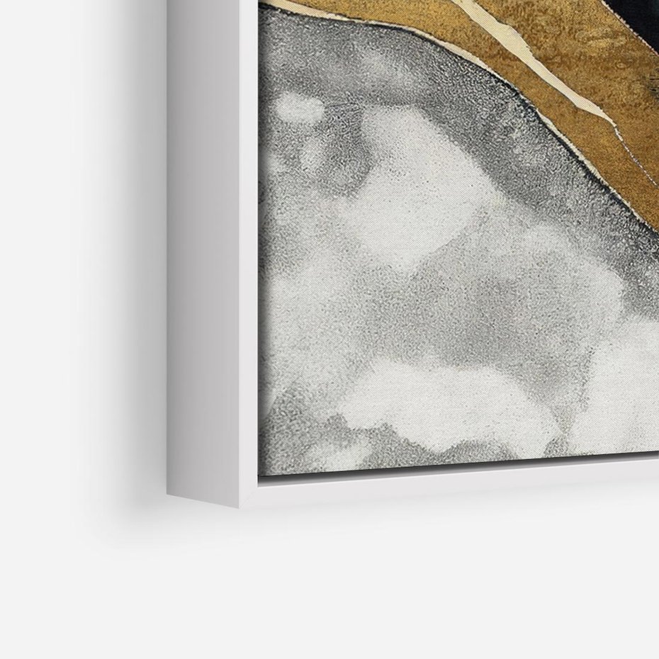 Obraz w ramie 120x80 - Refrakcje płynącej rzeczywistości - jak marmurowa rzeka, linie złota - rama biała