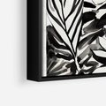 Obraz w ramie 50x50 - Czarne Liście - akwarelowy obraz, czarno biały - rama czarna