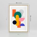 Plakat w ramie 50x70 - Harmonijne Przenikanie Form - nowoczesna sztuka, geometryczna kolorowa grafika - rama drewno