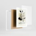 Plakat w ramie 50x70 - Podróż linii kwiatowego czasu - kwiaty, typografia - rama biała