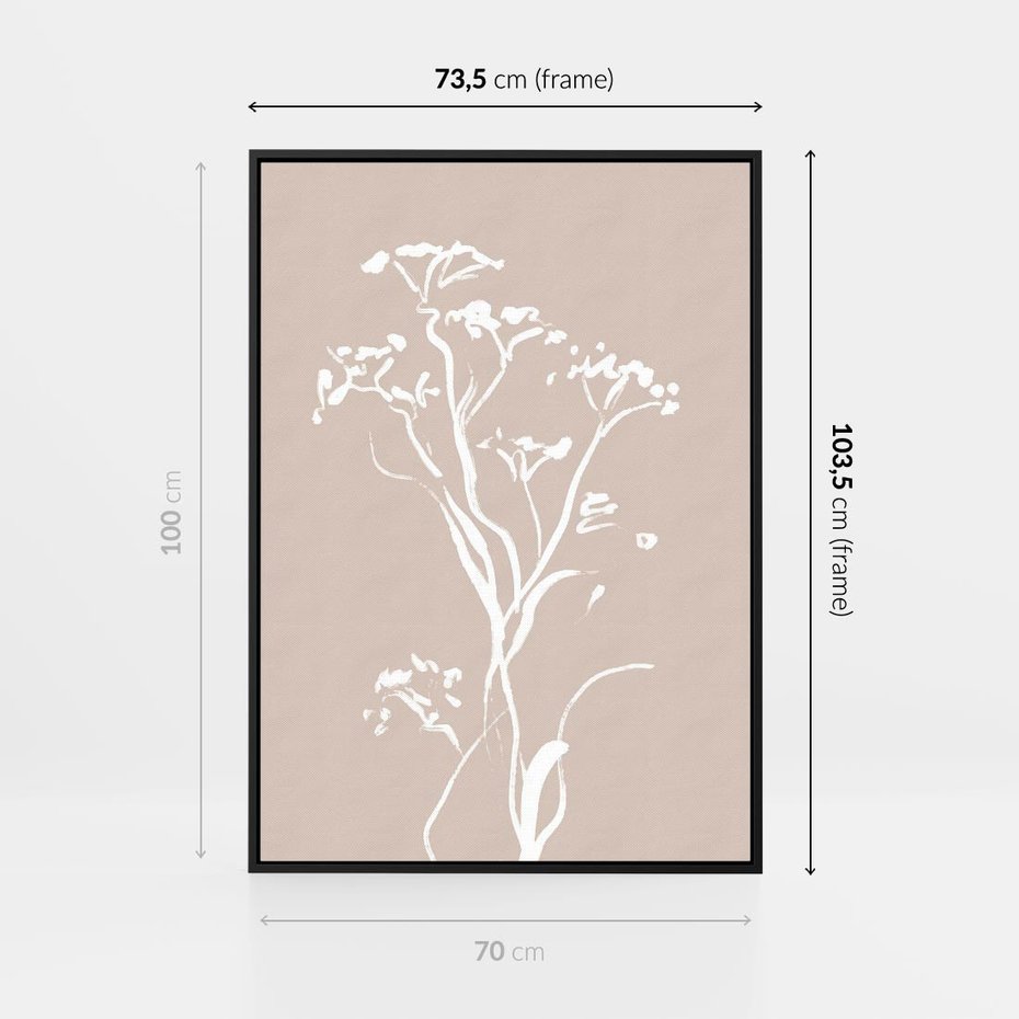Obraz w ramie 70x100 - Harmonijne Mini Boho - minimalistyczny delikatny obraz, beżowe odcienie - rama czarna