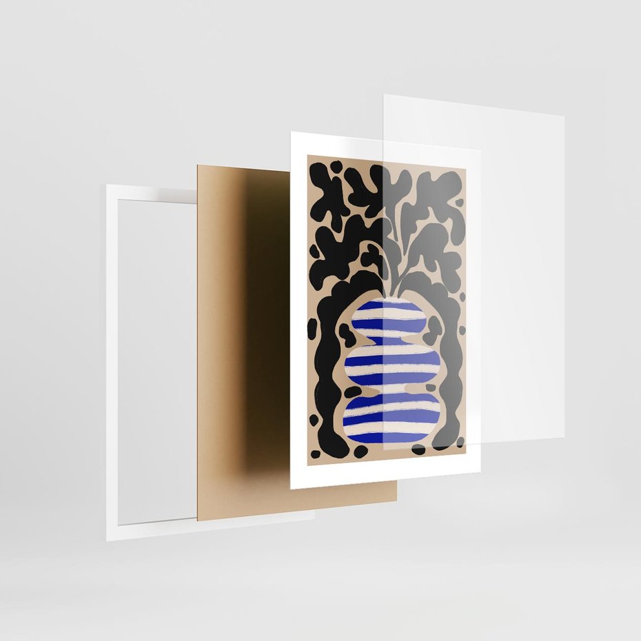 Plakat w ramie 30x40 - Boho Wizje - abstrakcyjny plakat, ciekawe formy - rama biała