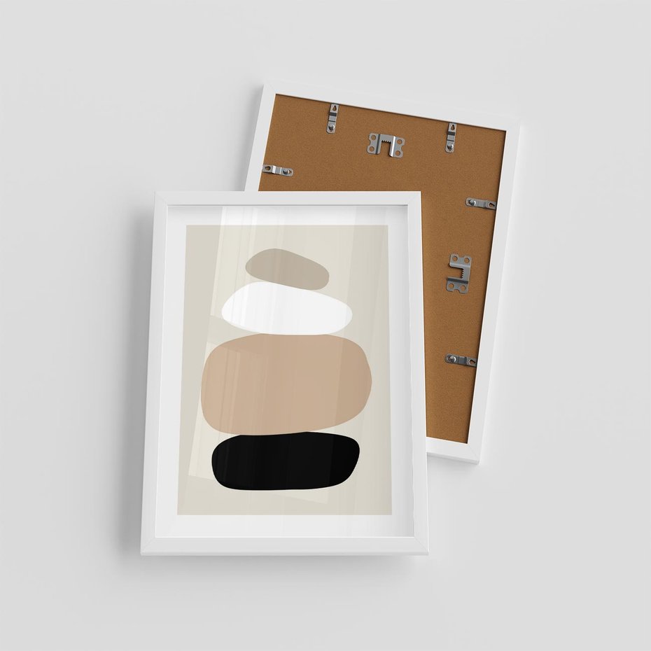 Plakat w ramie 30x40 - Zgeometryzowane Kształty - modernistyczny plakat, obłe kształty - rama biała
