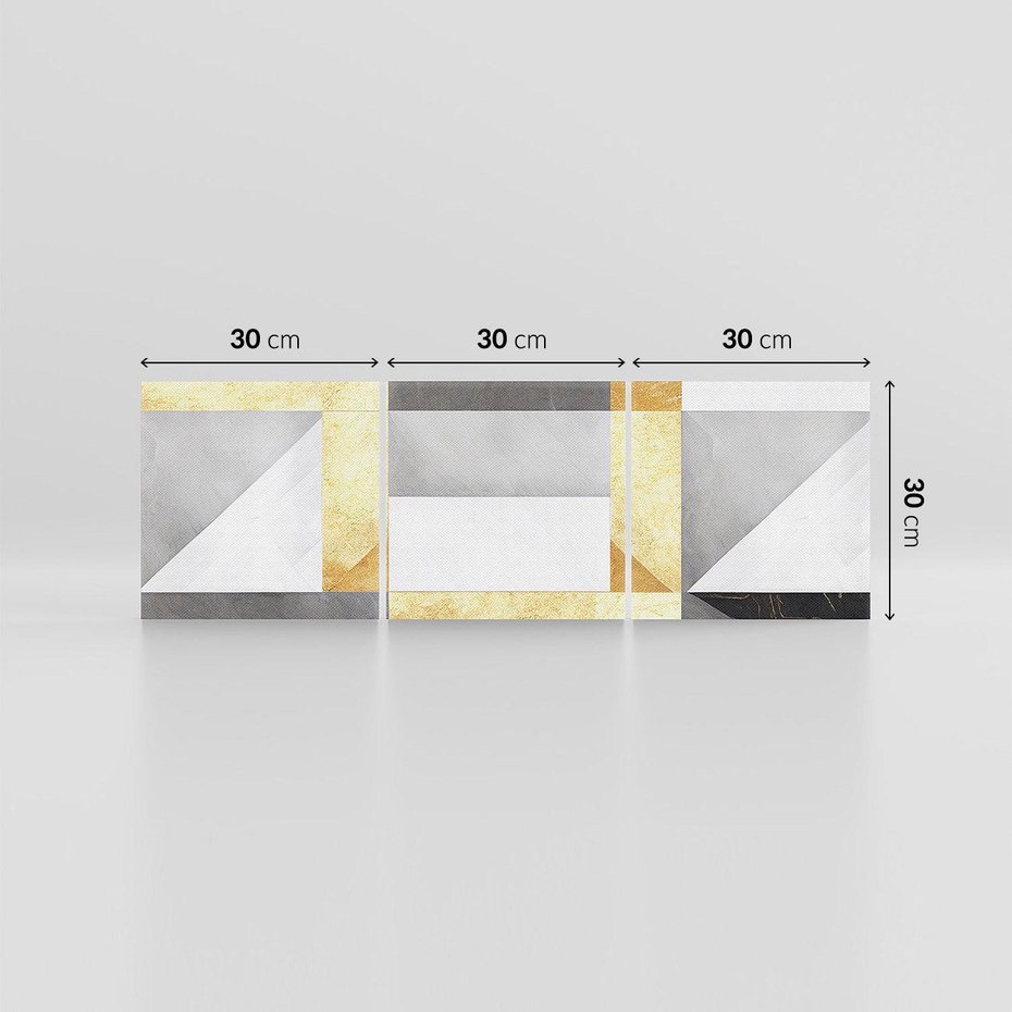 Obraz na płótnie 90x30 - Marmur w Geometrycznych Kształtach - geometryczne linie, złoto i szarość