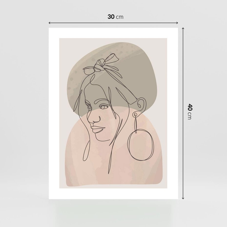 Plakat bez ramy 30x40 - Kobieta w Linii: Akwarelowa Harmonia - kobieta one line, grafika