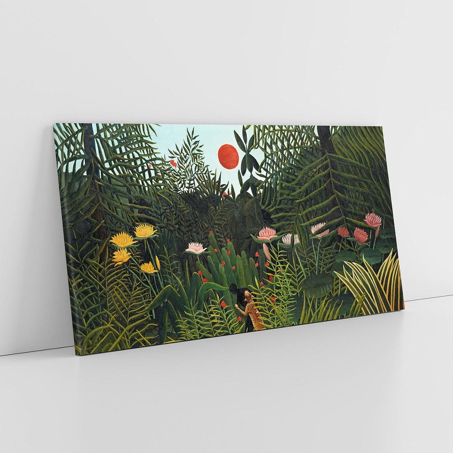 Obraz na płótnie 100x50 - "Virgin Forest with Sunset " (1910) Henriego Rousseau - reprodukcja, obraz na płótnie