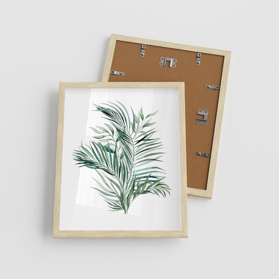 Plakat w ramie 40x50 - Blask Natury - złote, liście - rama drewno