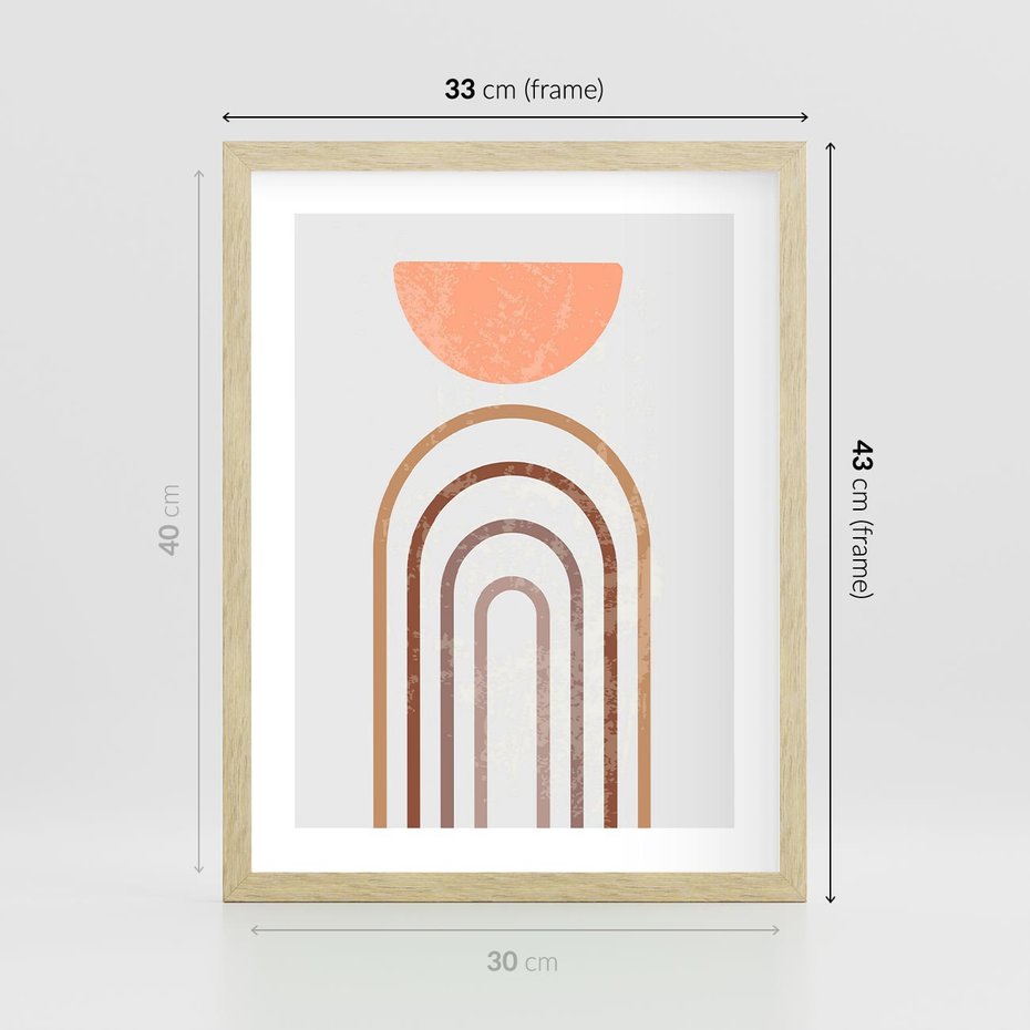 Plakat w ramie 30x40 - Geometryczny Blask Złota - grafika, złoto - rama drewno