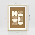 Plakat w ramie 30x40 - Wewnętrzne Spektrum - geometryczne boho kształty na brązowym, karmelowym tle - rama drewno