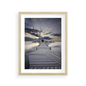 Plakat w ramie 40x50 - Spokój nad Jeziorem - pomost, jezioro - rama drewno