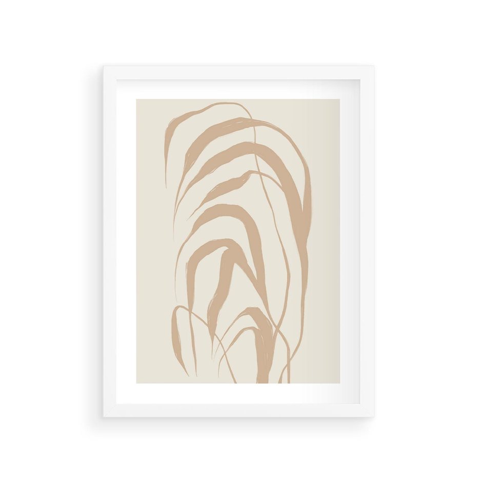 Plakat w ramie 30x40 - Formy Nowoczesności - minimalistyczny plakat, liście palmy - rama biała
