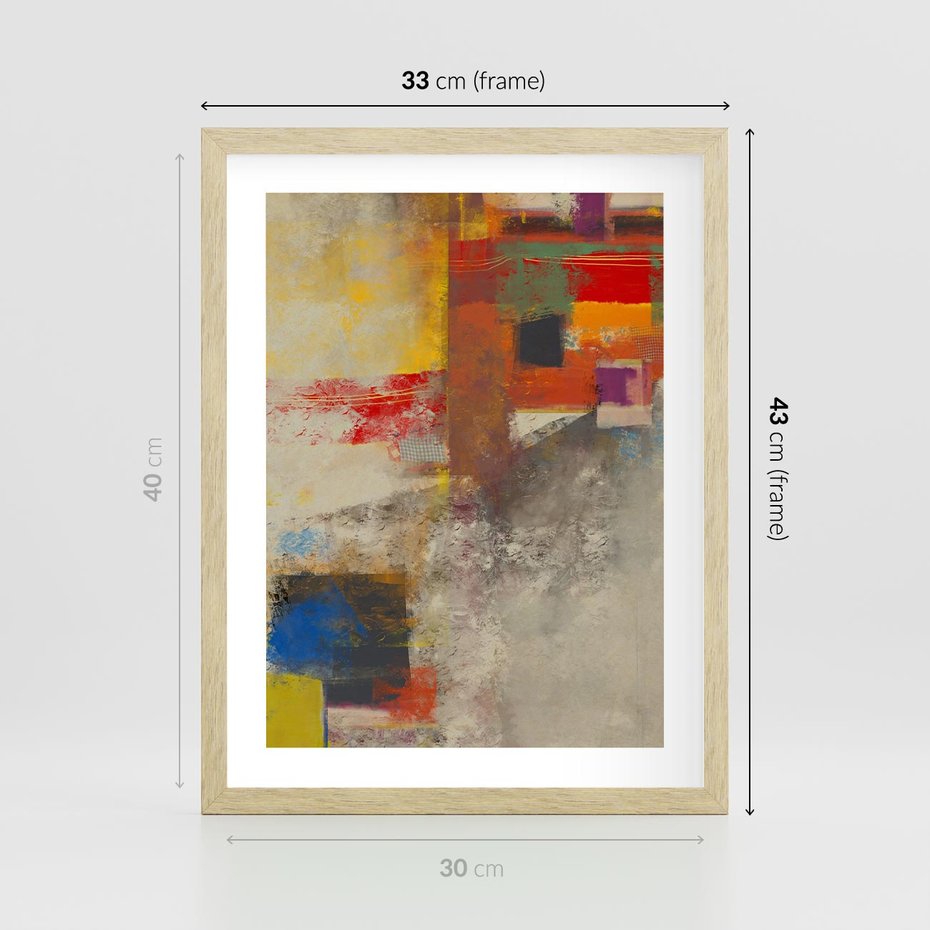 Plakat w ramie 30x40 - Abstrakcja olejna - kształty i kolory - abstrakcja, olejna - rama drewno