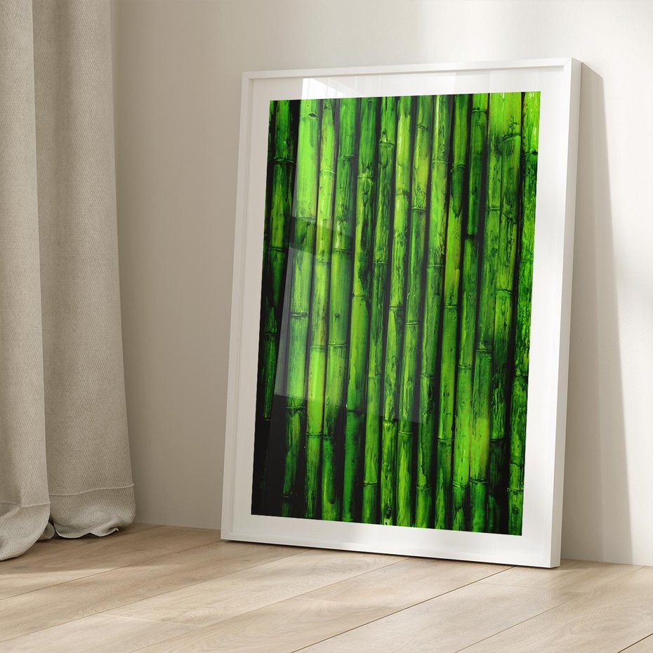 Plakat bez ramy 30x40 - Bambusowy urok zielonej harmonii - bambus, zieleń