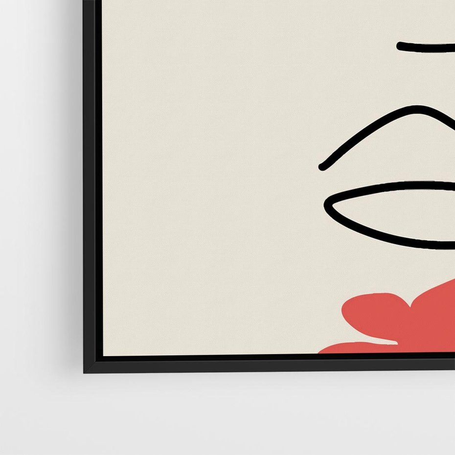 Obraz w ramie 50x50 - Impresje Plam - abstrakcyjny obraz, przypomina twarz - rama czarna