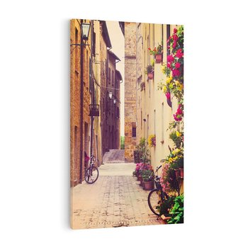 Obraz na płótnie 70x100 - Rowerowa przygoda w uliczkach pełnych perspektywy - uliczka, perspektywa