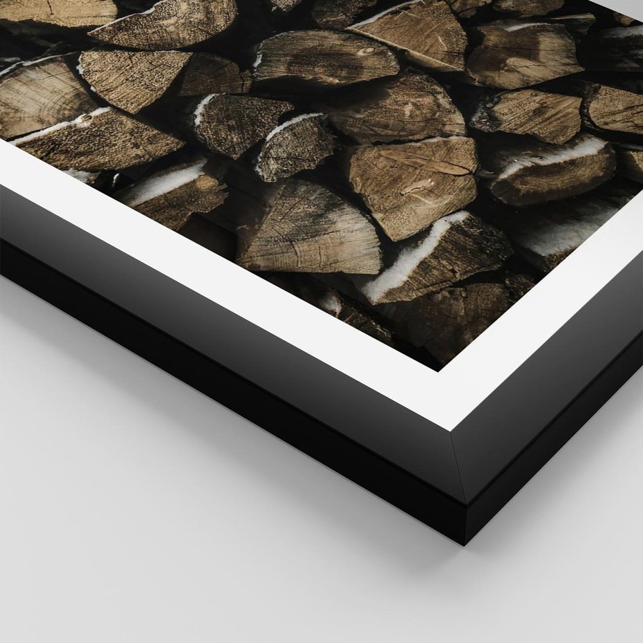 Plakat w ramie 40x50 - Piękno Prostej Formy - drewno, kłody - rama czarna