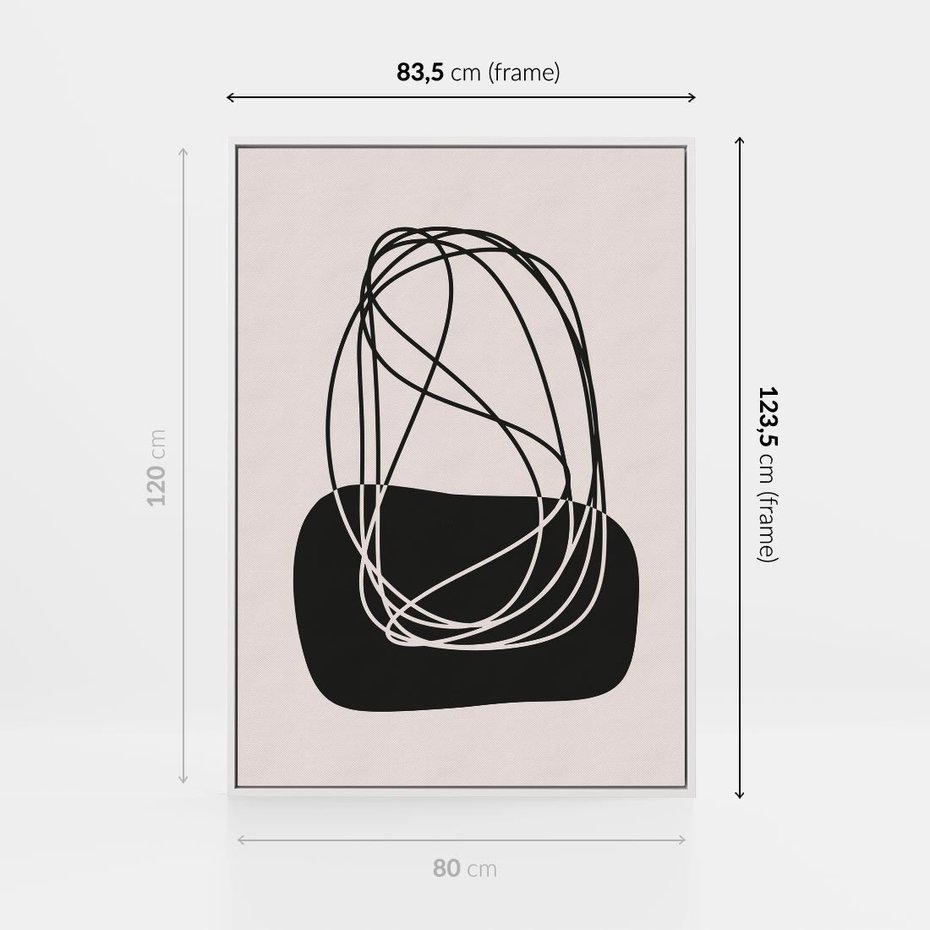 Obraz w ramie 80x120 - Linie Eksploracji - abstrakcyjne szkicowane linie, minimalizm - rama biała