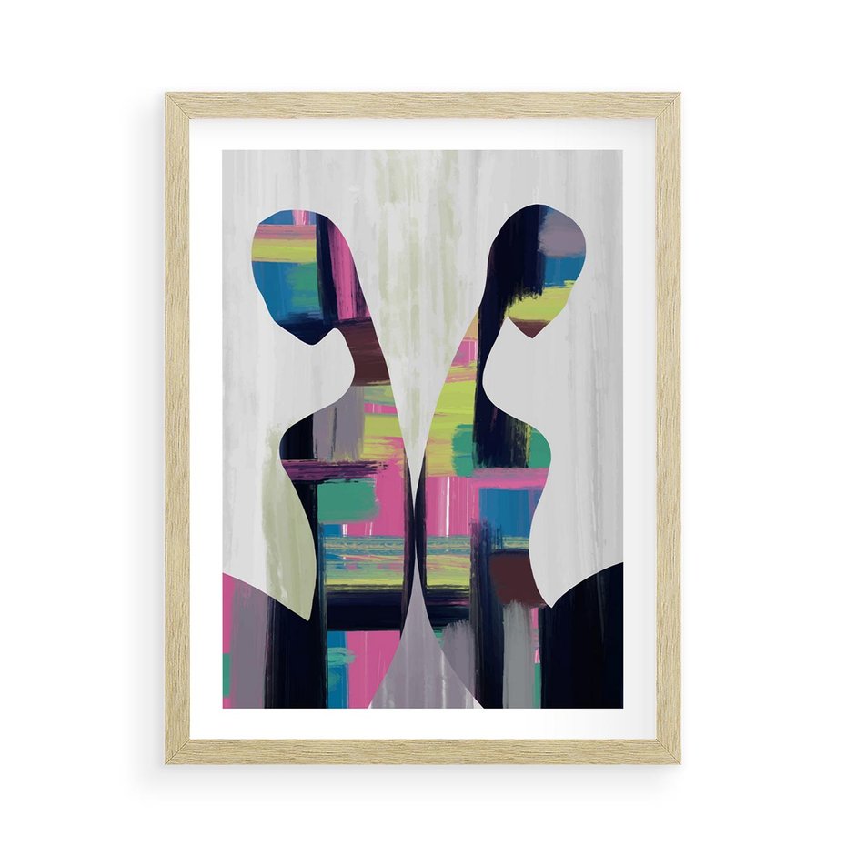 Plakat w ramie 50x70 - Nowa Era - abstrakcyjny plakat, nowoczesna sztuka - rama drewno