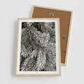 Plakat w ramie 50x70 - Cisza Zimowej Natury - zima, iglaste gałązki - rama drewno