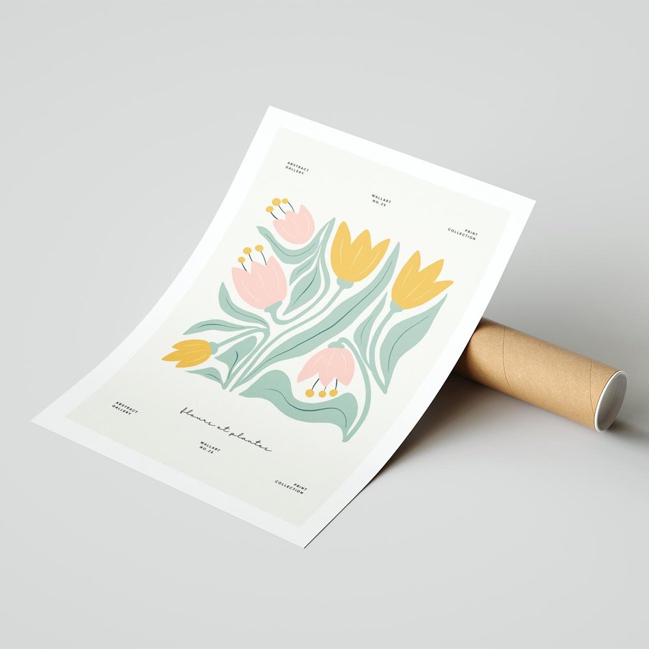 Plakat bez ramy 40x50 - Tajemnicza Aura - kwiaty, nowoczesna abstrakcja