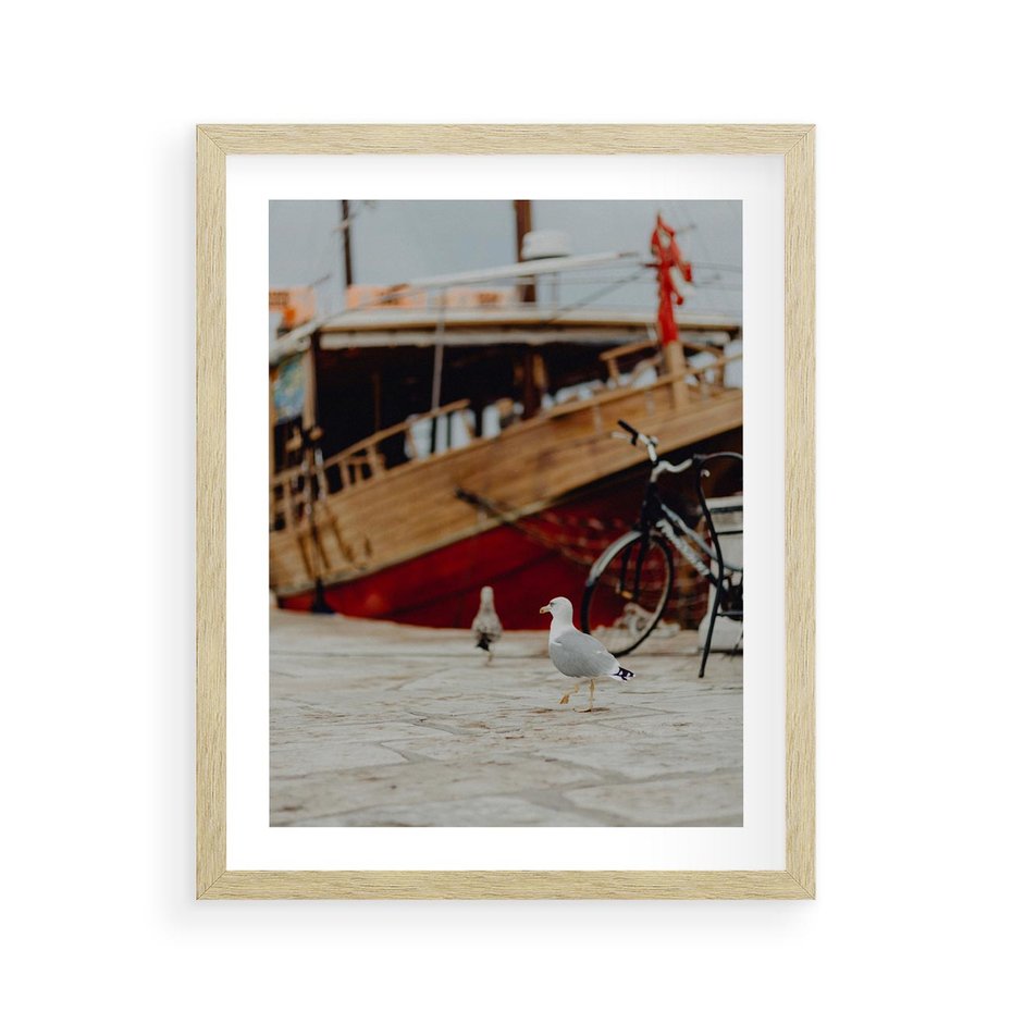 Plakat w ramie 40x50 - Przygoda na Horyzoncie - port, statek - rama drewno