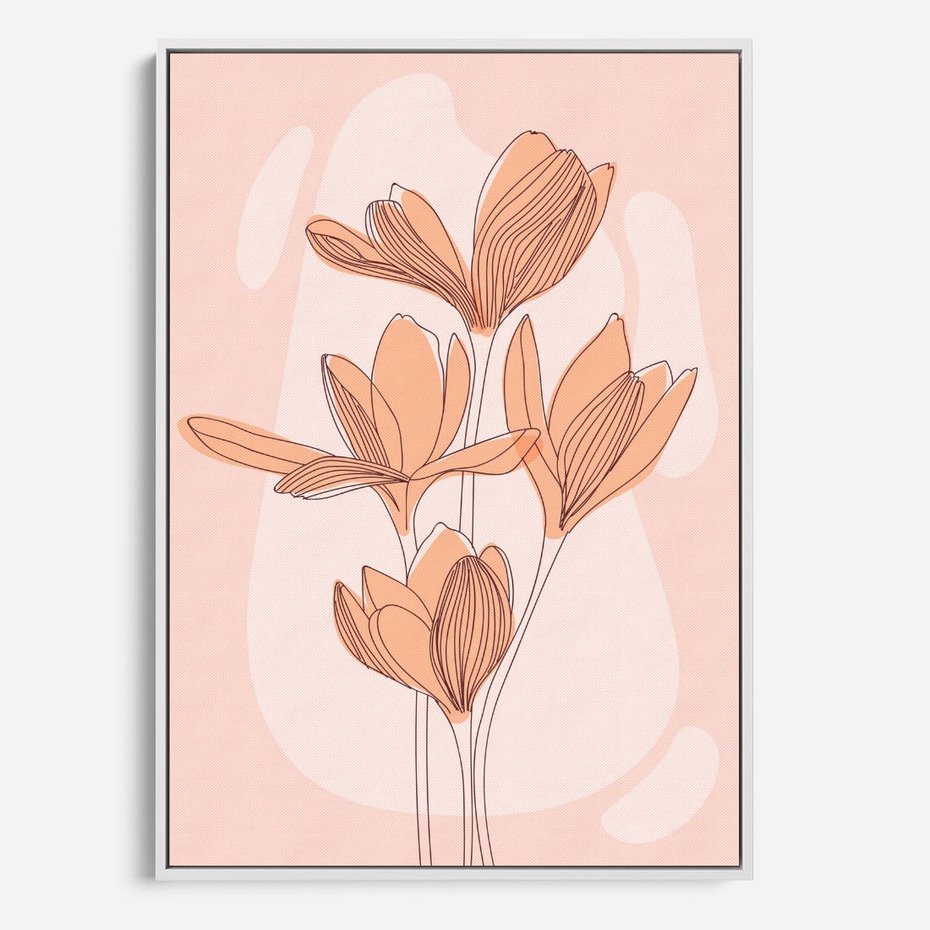 Obraz w ramie 80x120 - Przenikające Kształty - minimalistyczny plakat, pudrowe kwiaty - rama biała