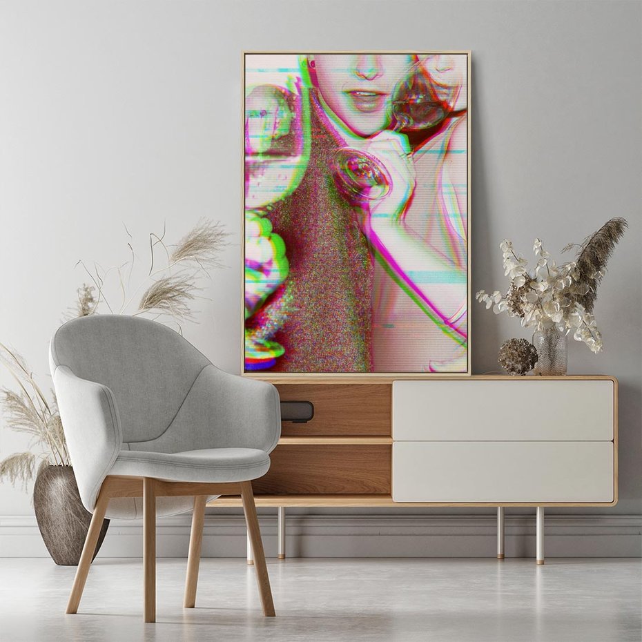 Obraz w ramie 80x120 - Zakochani na Kliszy - zdjecie, stara prześwietlona klisza - rama drewno