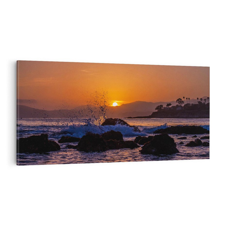 Obraz na płótnie 120x60 - Morze, fale i skały - morze, fale