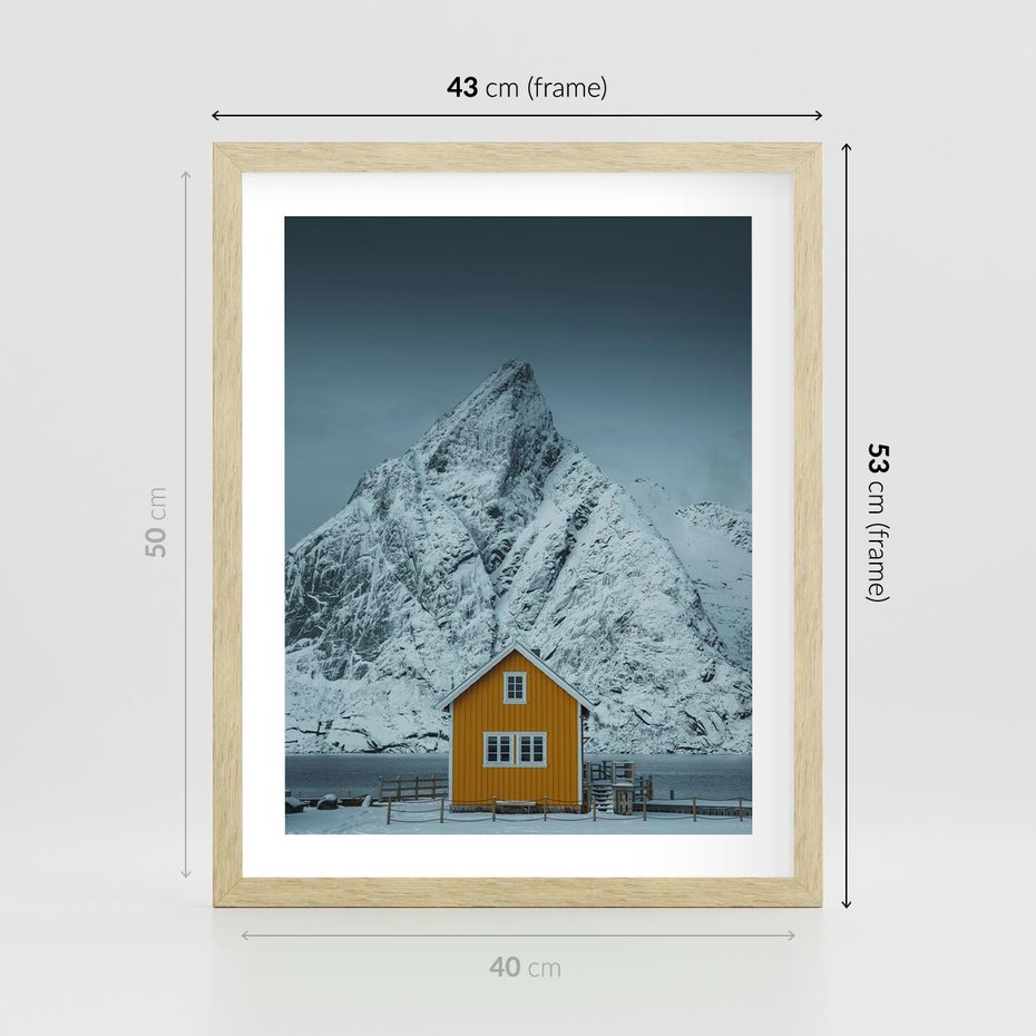 Plakat w ramie 40x50 - Urok Norweskich Domków - Skandynawia, Norwegia - rama drewno