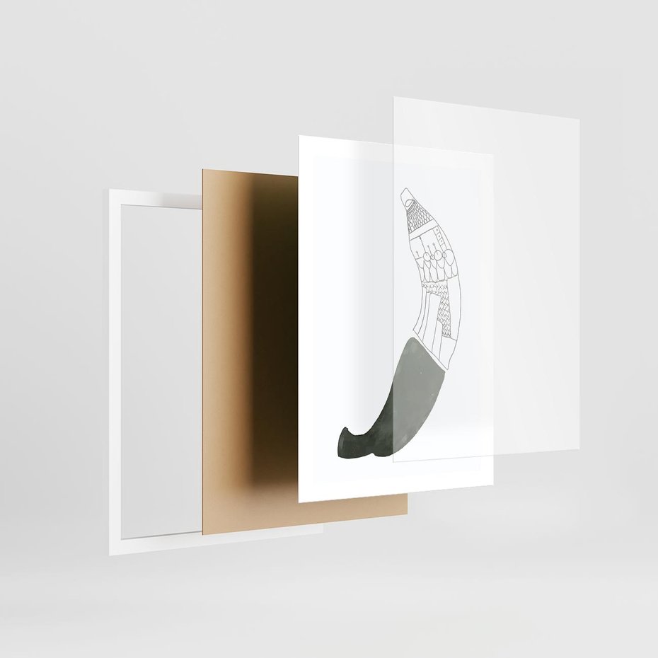 Plakat w ramie 50x70 - Rozkwitające Barwy Akwareli - minimalistyczny plakat, banan - rama biała