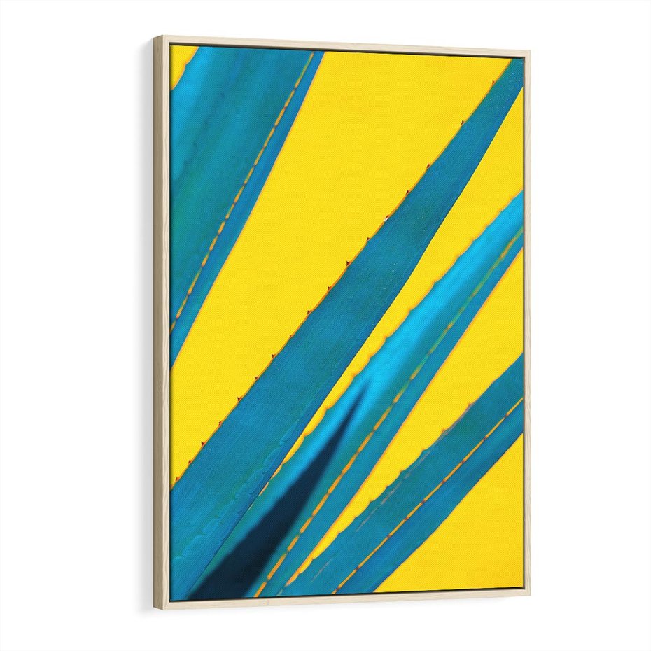 Obraz w ramie 80x120 - Świeżość Natury - aloes, liście - rama drewno