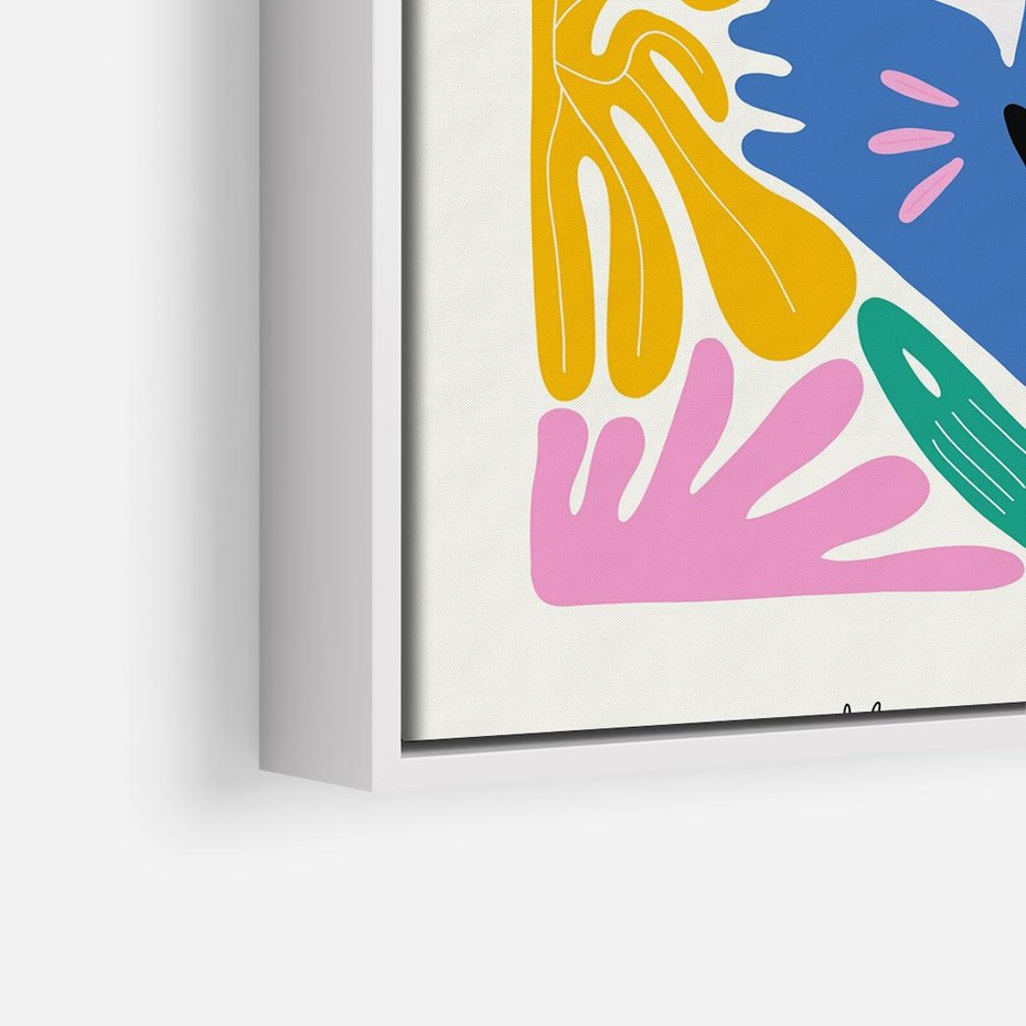 Obraz w ramie 50x50 - Kolorowe Spektrum - abstrakcyjny plakat, niebieski kot - rama biała