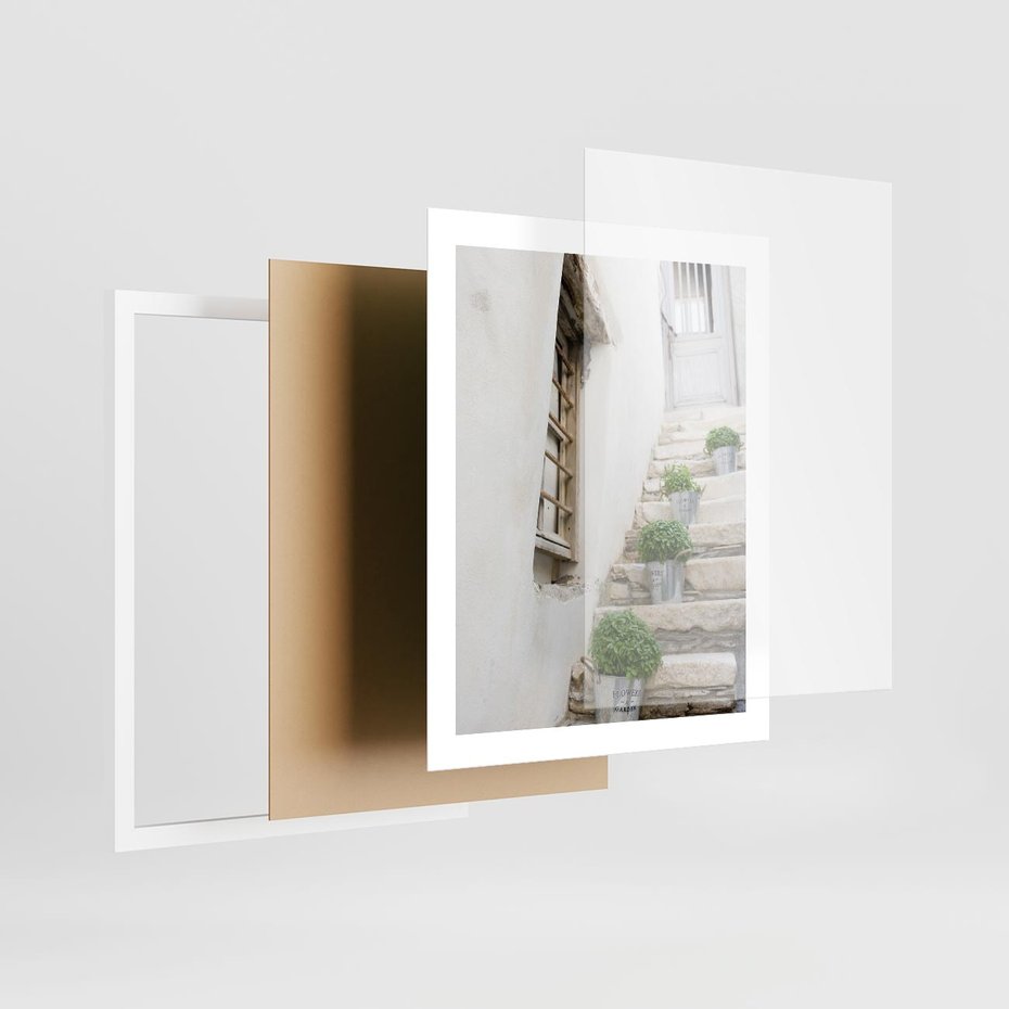 Plakat w ramie 40x50 - Wznoszące się Marzenia - schody, perspektywa - rama biała