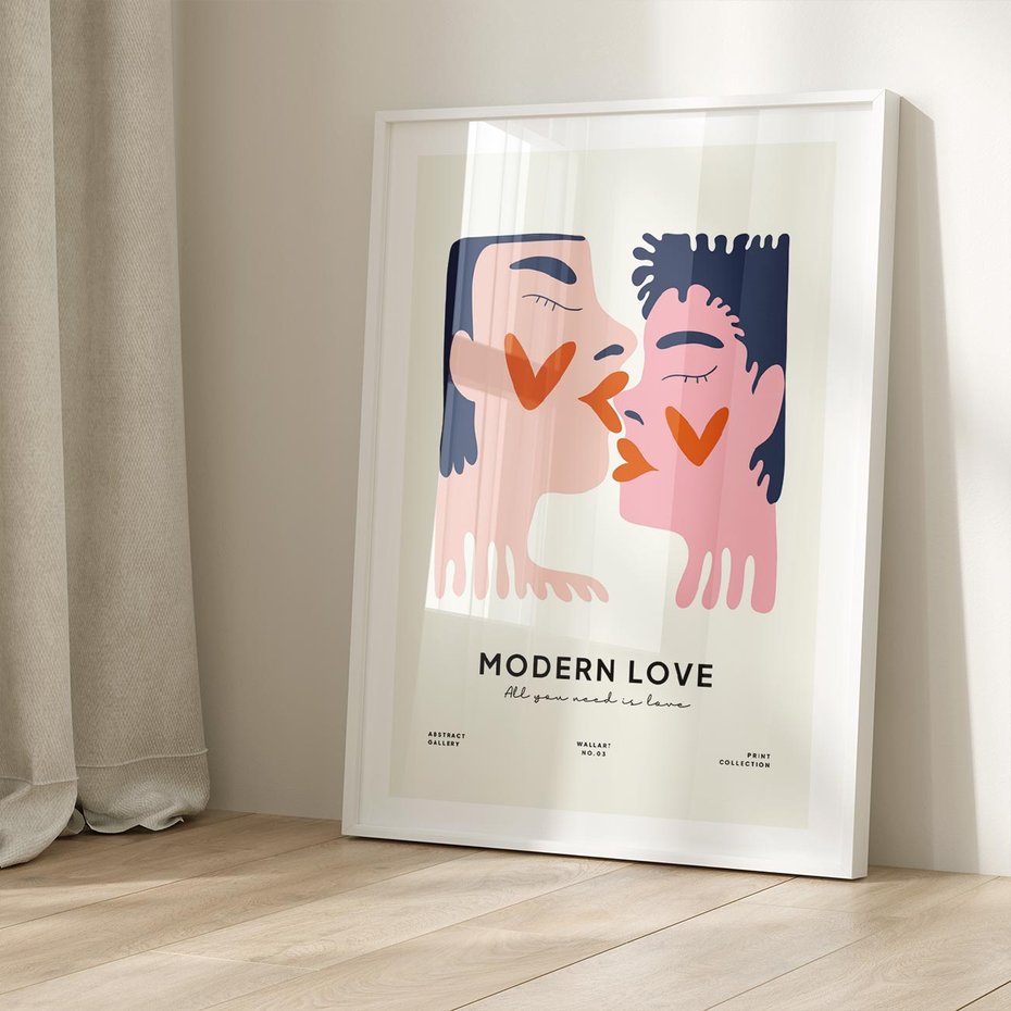 Plakat bez ramy 21x30 - Miłość w Kompozycji - miłość, para zakochanych