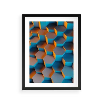Plakat w ramie 30x40 - Trójwymiarowa Gra - geometryczna, 3D - rama czarna
