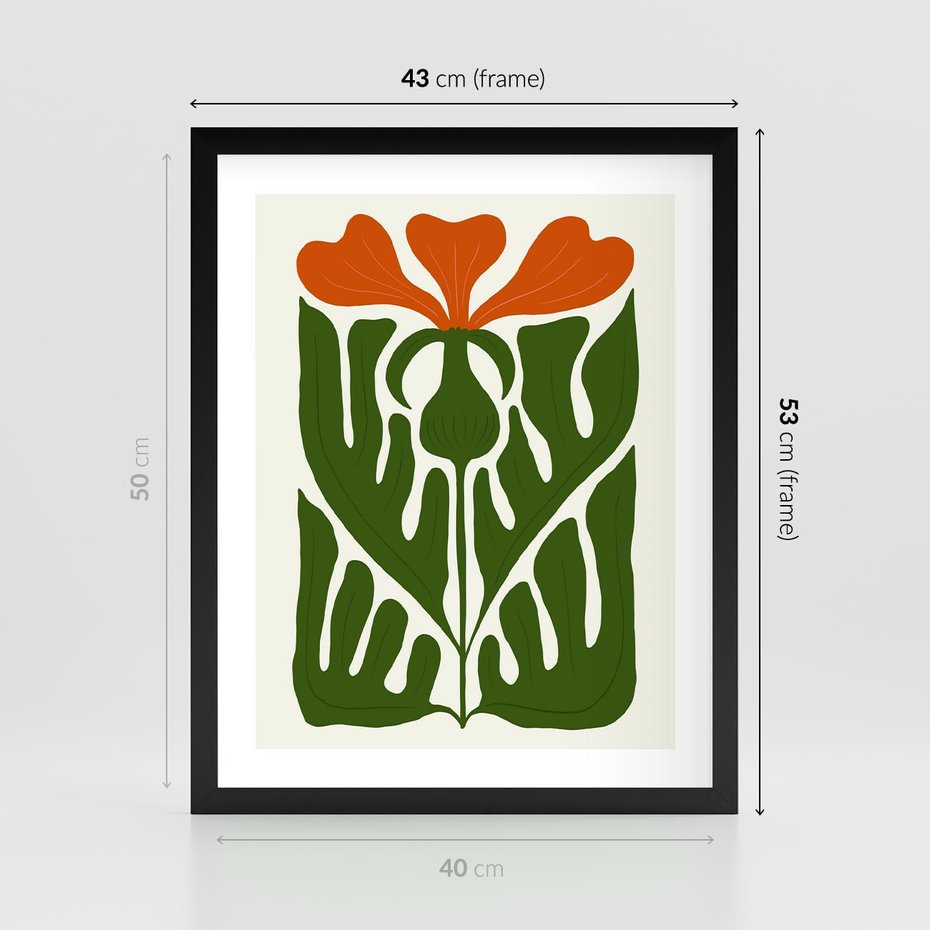 Plakat w ramie 40x50 - Minimalistyczny Urok Kwiatu - kwiat, sztuka nowoczesna - rama czarna