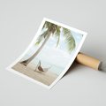 Plakat bez ramy 21x30 - Relaks na plaży - palma, hamak