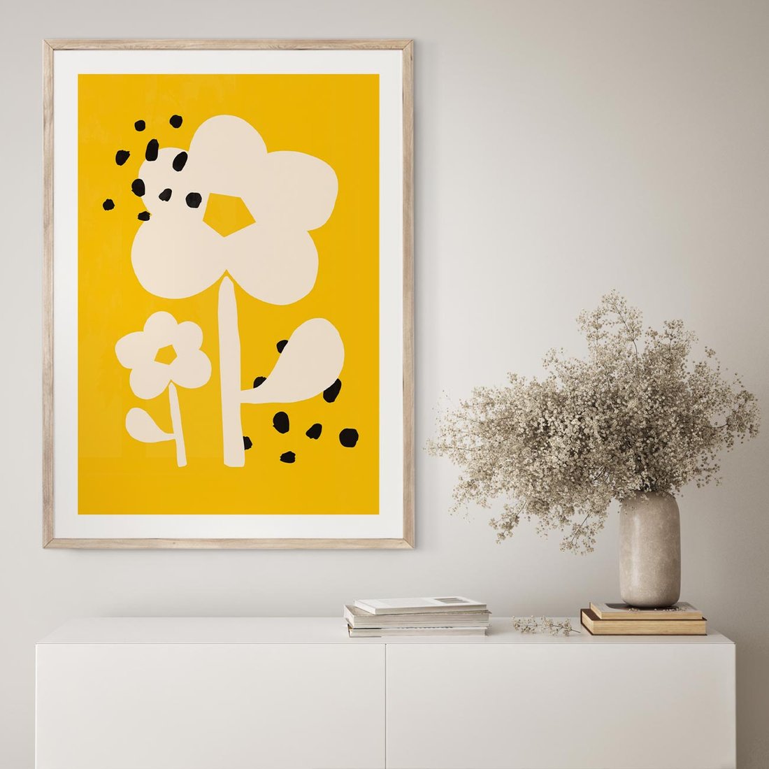 Plakat w ramie 40x50 - Bezgraniczne Impulsy - abstrakcyjny kwiat, plakat - rama drewno