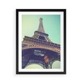 Plakat w ramie 50x70 - Wieża Eiffla w czarno-białej odsłonie - Eiffla, Paryż - rama czarna