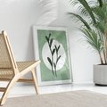Plakat w ramie 40x50 - Kształty Zielonego Ukojenia - zielony plakat, roślinne motywy - rama biała