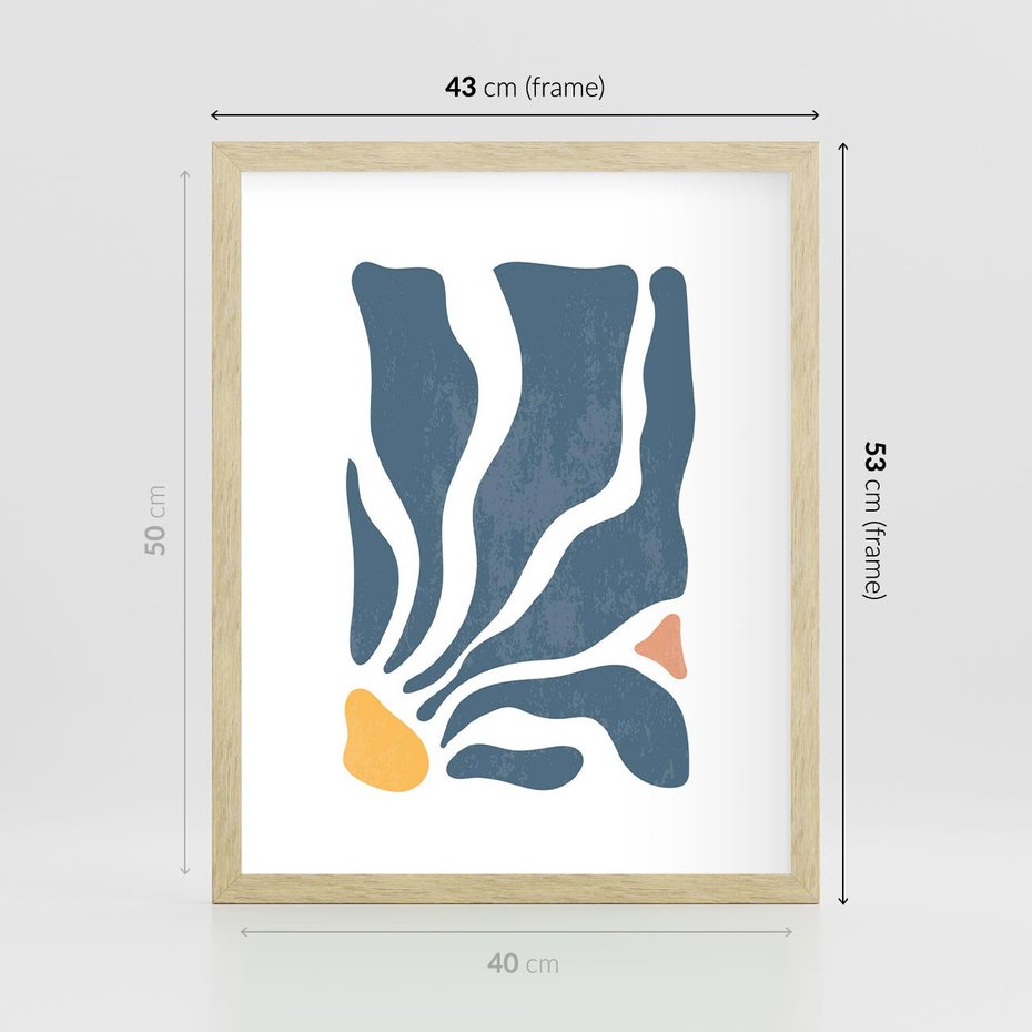 Plakat w ramie 40x50 - Szkice Kwiatowych Promieni - nowoczesna kwiatowa grafika, styl retro - rama drewno