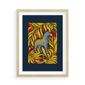 Plakat w ramie 50x70 - Wibracje Wyobraźni - zebra, granatowe tłó - rama drewno