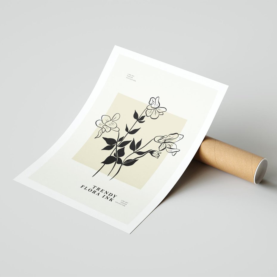 Plakat bez ramy 30x40 - Malowane szkicowe tęsknoty - kwiaty, typografia