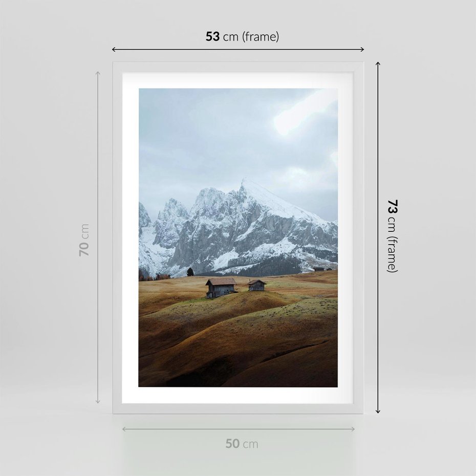 Plakat w ramie 50x70 - Odkryj Ich Urok - góry, skandynawia - rama biała