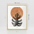 Plakat w ramie 40x50 - Natura a Sztuka - liść monstery, czarna grafika - rama drewno