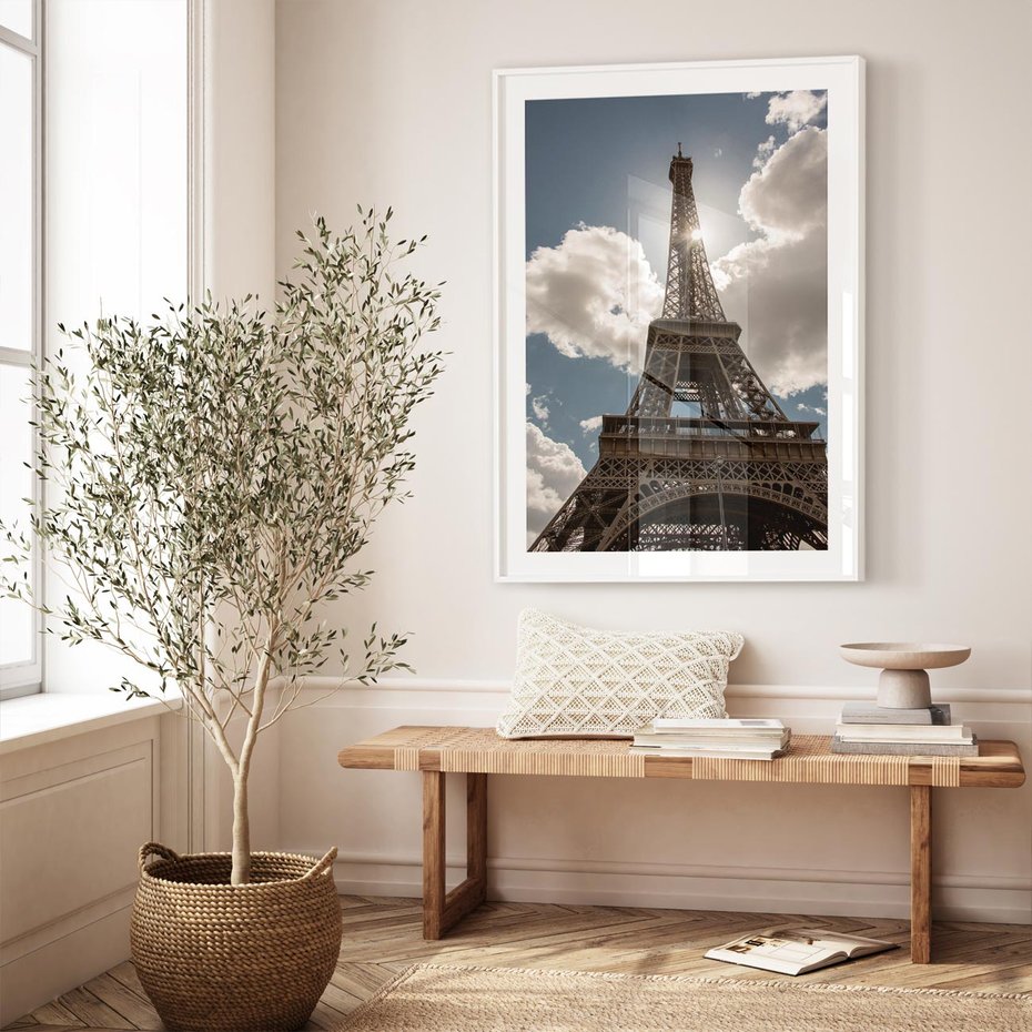 Plakat w ramie 30x40 - Magia Wieży Eiffla - wieża, Eiffla - rama biała