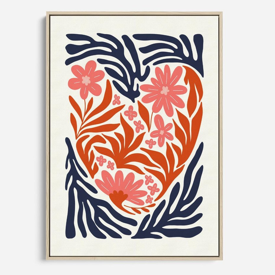 Obraz w ramie 50x70 - Kwiatami Splecione - kwiaty, nowoczesny plakat - rama drewno