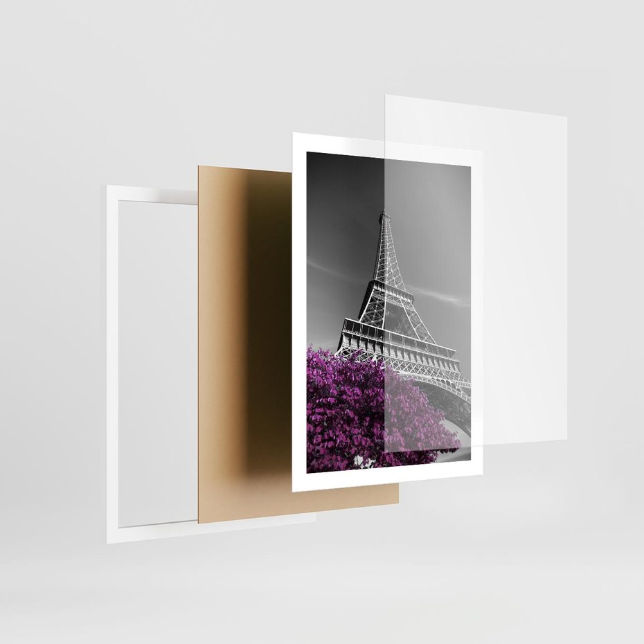 Plakat w ramie 50x70 - Urok Eiffla w Paryżu - Eiffla, Paryż - rama biała